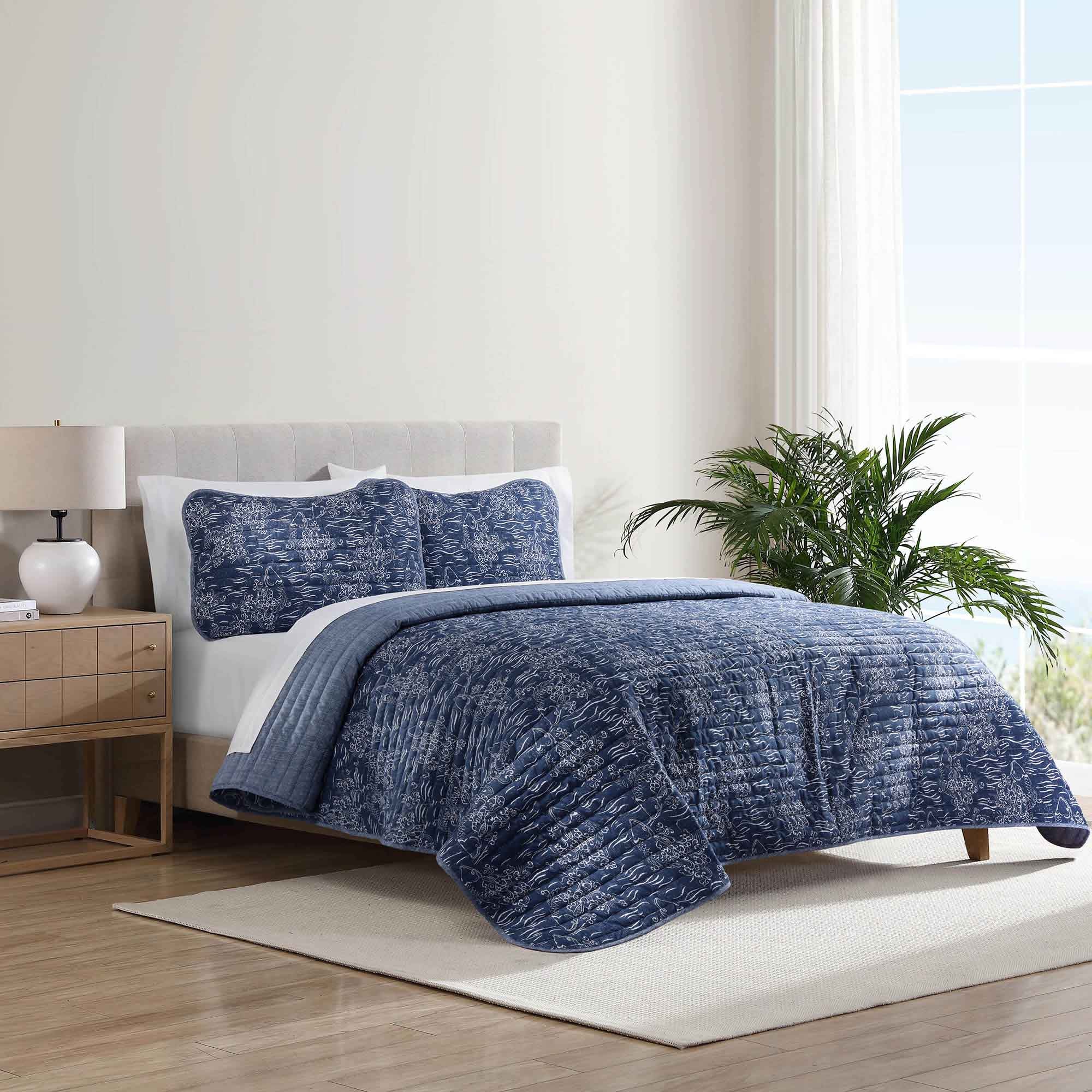 Set De Colcha Koi Navy